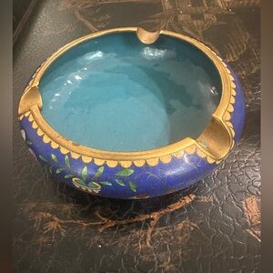Cloisonné enamel & brass ashtray